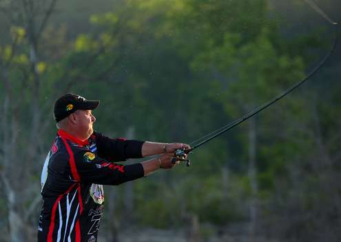 <p>
	Shane Boyd made his first cast while boats were still leaving the launch site. </p>
