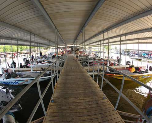 Boats fill the stalls at the Table Rock Lake State Park on Thursday.
