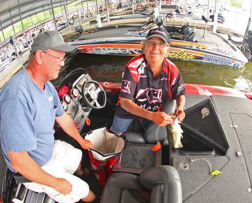 Jan Heavener smiles as she pulls out her biggest bass on Day One.
