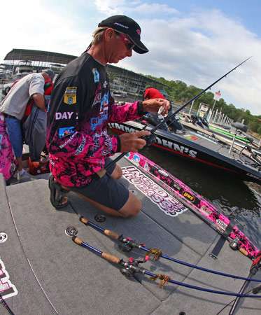 Kevin Short wraps up his rods after a nice comeback on the second day of the tournament.

