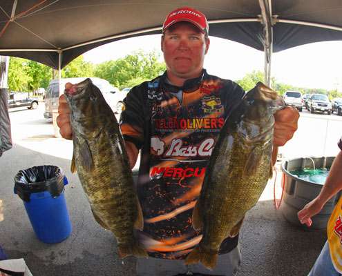 Kevin Ledoux wanted to show off these two beautiful smallmouth.
