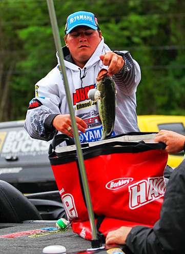 <p>
	Cliff Crochet takes the culling float off as he prepares to weigh in.</p>
