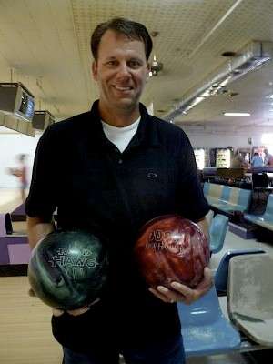 <p>
	Yeah...he brings not one, but 2 bowling balls to the game, and the bowling balls have names...</p>
