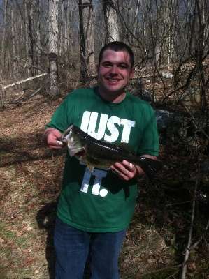 <p>
	Louis Miragla was fishing a private pond on March 18 near the Basha Kill in Wurtsboro, N.Y., when he caught this bass on a Rapala X-Rap (perch).</p>
