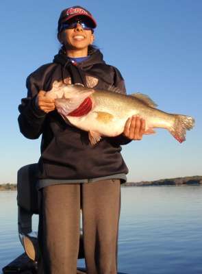 <p>
	This bass was just what the doctor ordered when Shezana Merchant, M.D., caught it March 24. She found the 11-pound, 15-ounce monstrosity on Lake Bonham in Texas and tricked it with a crankbait.</p>
