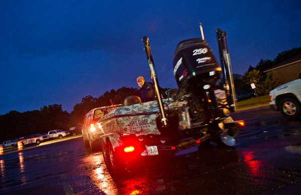 <p>
	James Watson gets ready to load his boat into Lake Norman.</p>
