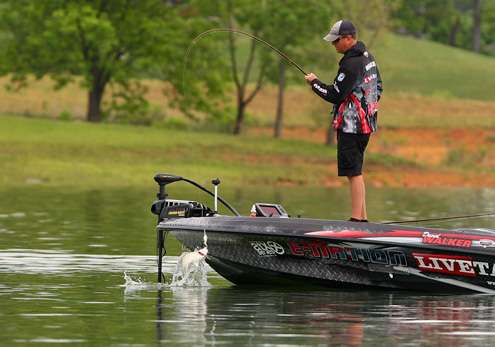 <p>
	Walker was off to a quick start on Day Two with two large fish in the livewell. </p>
