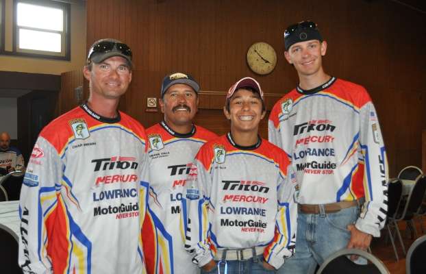 <p>
	These Colorado anglers are all smiles waiting for the competition this week. From left are Chad Brekke, Frank Villa, Josh Villa and Michael Harpell.</p>
