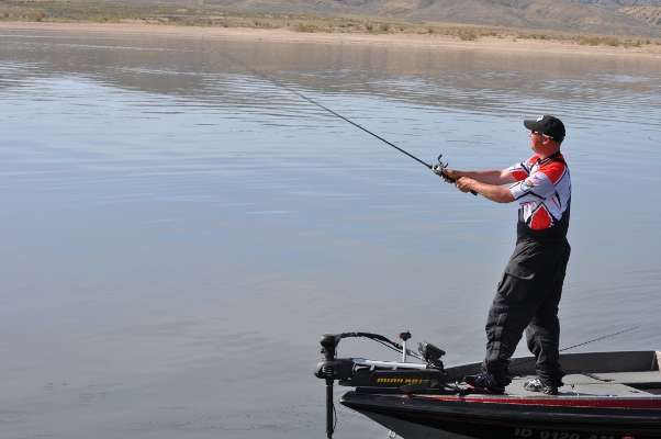 <p>
	Byron Chaves of Oregon moved to an area between Anvil Draw and Squaw Hollow after checking out parts farther south in Utah. He was fishing with Tim Rawlings of Utah.</p>
