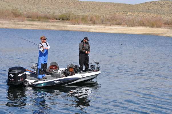 <p>
	Andy Bravence of Arizona and Anthony Crivelli of California were doing well in Squaw Hollow. The anglers had a limit in the boat by 9:30 a.m.</p>
