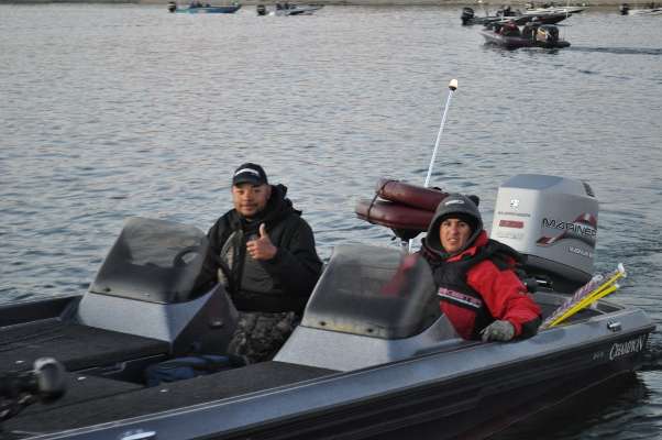 <p>
	David Mays, Oregon, and Gabriel Rivera, New Mexico, are all smiles waiting for todayâs competition.</p>
