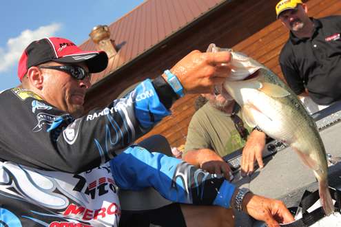 <p>
	AOY point leader Randy Howell had the biggest bag of the day with 23 pounds- 3 ounces.</p>
