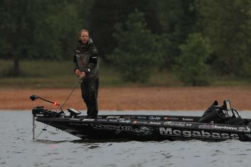 <p>
	Douglas Lake Challenge Day One leader Aaron Martens on his first spot.</p>
