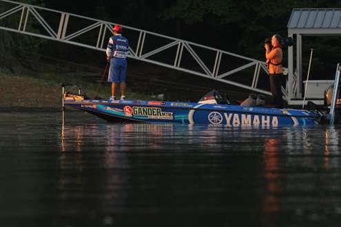 <p>
	Dean Rojas turns his attention to a ramp leading to a dock.</p>
