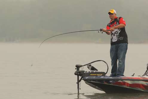 <p>
	Jeremy Starks casts his line, hoping for another keeper.</p>
