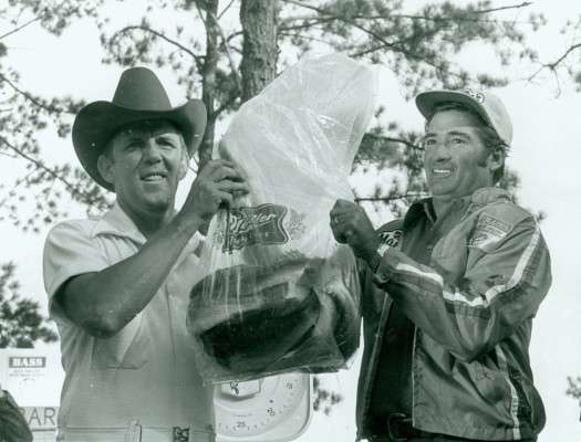 <p>
	Legendary lure manufacturer Tom Mann (right) qualified for the first five Bassmaster Classics, finishing in the Top 5 in four of them. He was runner-up to Bobby Murray in the 1971 championship.</p>
