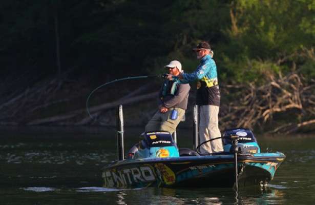 <p>
	Rick Clunn makes a cast early on Day One. </p>
