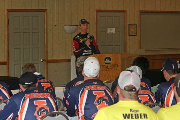 <p>
	Bassmaster Elite Series rookie Brandon Card relates to the anglers about his <span dir=