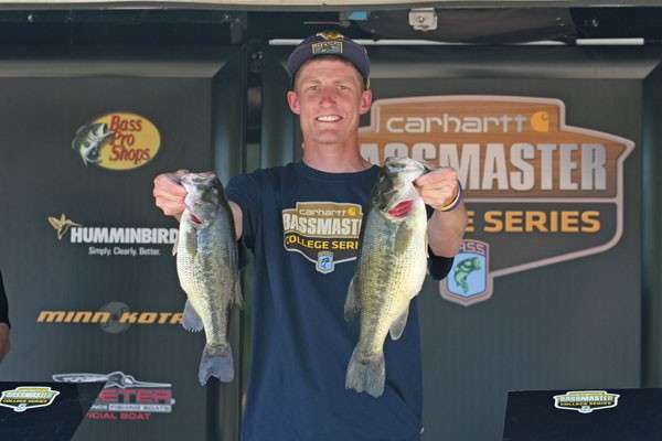 <p>
	 </p>
<p>
	The fish in the left hand of Edward Rude weighed 4-5 and put the West Virginian in first place for the Carhartt Big Bass Award. </p>
