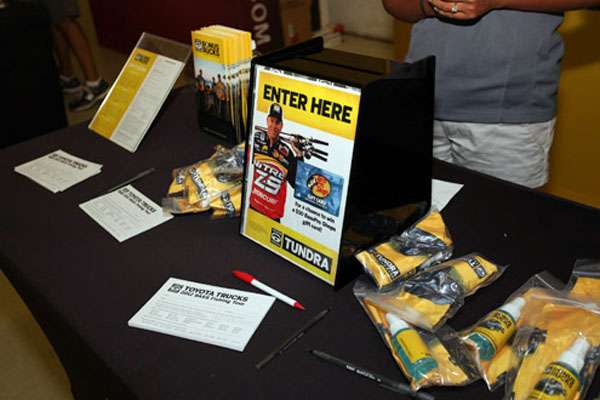 <p> 	Toyota was on hand with some great gifts for the anglers.</p> 