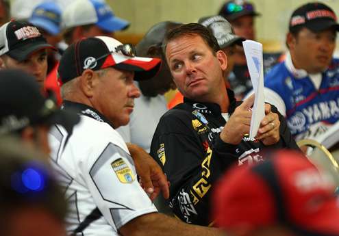 <p>
	Kevin VanDam answers a question about fishing spillways.</p>
