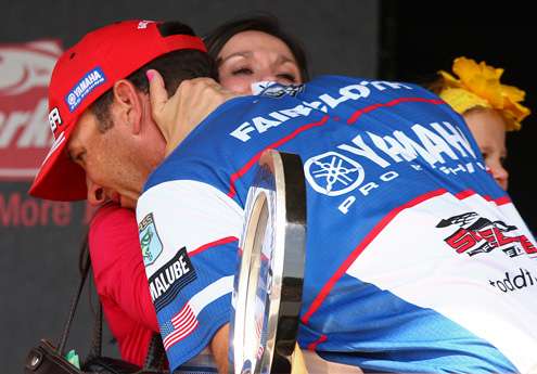 <p>
	Todd Faircloth celebrates his Mississippi River Rumble win with his wife. See what the rest of the top 12 anglers brought to the weigh-in in this gallery. </p>

