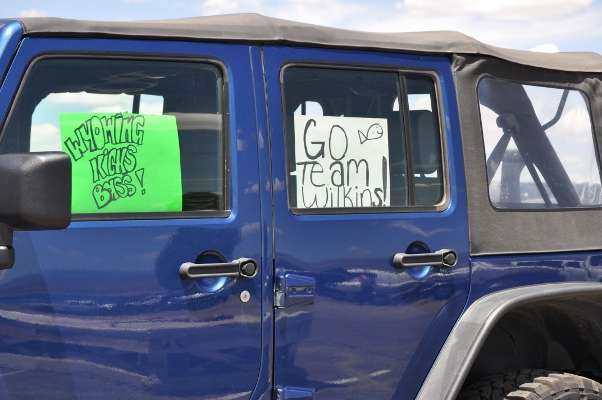 Fans of Wyoming angler Larry Wilkins showed off their pride with signs.