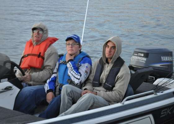 <p>
	Arizona anglers James Nobles III (11-14) and Garrett Dow (15-18) head out on the Flaming Gorge with driver Jim Nobles.</p>
