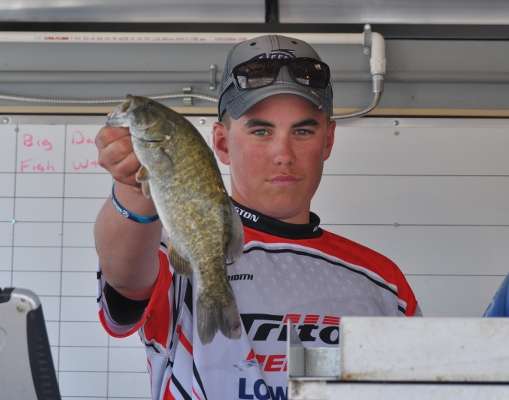 <p>
	Logan Meredith of Washington caught this 1-pound, 1-ounce bass. He came in ninth place in the younger age group.</p>
