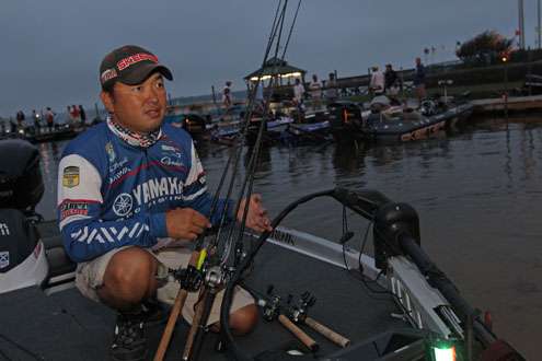<p> 	Yusuke Miyazaki sits in 11th place as he loads the deck with rods on the final day.</p> 