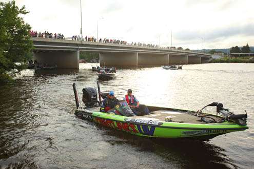 <p>
	River technician Bill Lowen smiles as he drives by the dock.</p>
