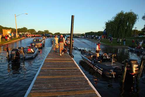 <p>
	Pros continue to back their boats down the ramp and pair up with their Day Two Marshals.</p>
