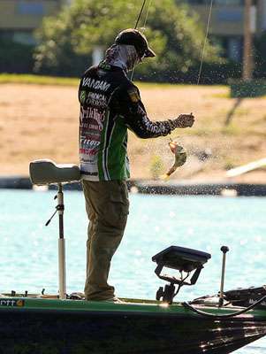 <p>
	VanDam said he had caught several fish early but size had been a problem.</p>
