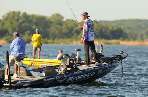 <p>
	Bobby Lane and Aaron Martens found the fishing slow early in the morning.</p>
