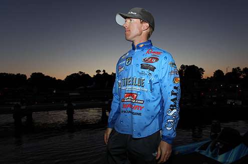<p>
	Holding second place, Kevin Hawk prepares for another successful day on the James River in Richmond, Va.</p>
