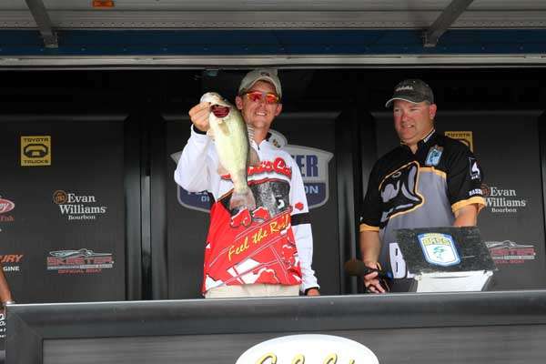 <p>
	How many guys do you know who color coordinate their sunglasses with their fishing jerseys? Josh Wray from Arkansas managed to do it today.</p>
