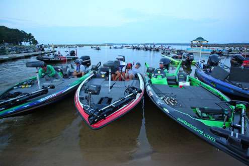 
<p>
	Anglers prepare their equipment for Day Two on Toledo Bend.</p>
