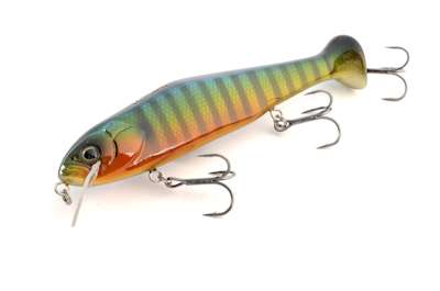 <p>
This topwater bait puts a new spin on poppers. Rather than a popping face, the noise comes from the aft of this bait. When manipulated, the lip makes it dive several inches while the tail "pops" the water around it.</span></p>
