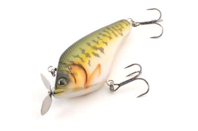 <p>
This might be the only wooden lipless crankbait you'll ever see, but it might also be one of the coolest. It weighs 9/16 ounce, is 2.6 inches long and its most obvious feature is the spinner blade on the front. Think of it as half prop bait, half lipless crank.</span></p>
