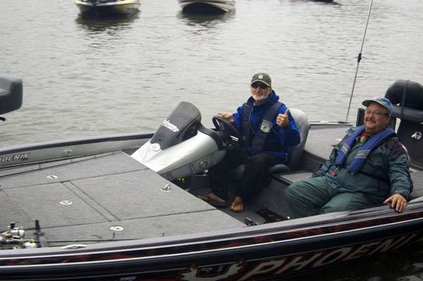 John Ling and I head out on a rainy Day One at Lake St. Clair. We each caught dozens of beautiful smallmouth bass that day.