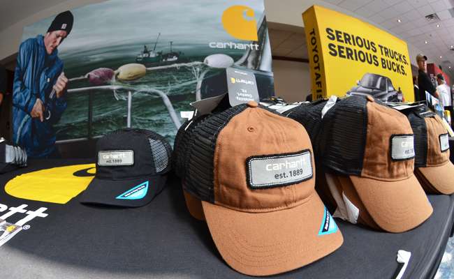 <p>
	Each angler who passed by the Carhartt booth received a free hat.</p>
