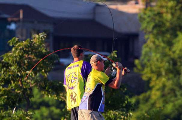 Western Illinois teammates fire casts on Day One. 