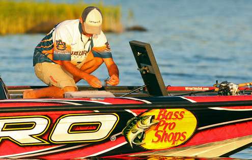 <p>
	Lee takes a look through his tackle for the right bait to ignite the stubborn bass in Beaverfork Lake.</p>
