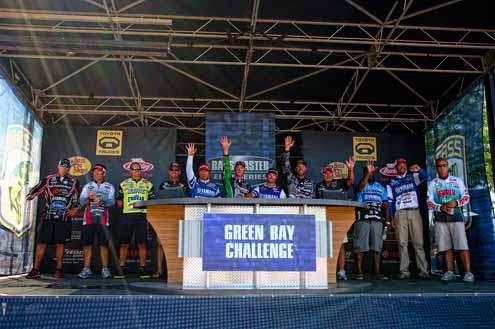 <p>
	The Top 12 anglers heading on to compete on Day Four of the Green Bay Challenge.</p>
