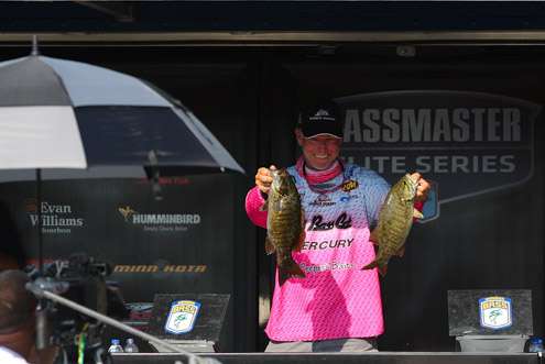 Kevin Short shows off a nice pair of smallies.
