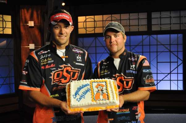 <p>
	Birge and Flurry got a special cake with OSU's mascot, Pistol Pete, on it.</p>
