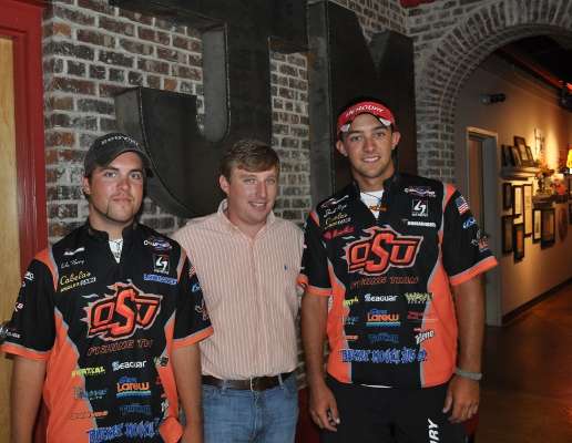 <p>
	Flurry and Birge spend time with Hank Weldon, director of the Carhartt Bassmaster College Series.</p>
