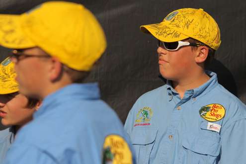 <p>
	Young volunteer with a cap signed by many anglers.</p>
