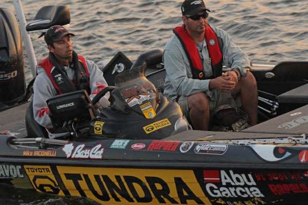 <p>
	 </p>
<p>
	Mike Iaconelli motors through boat check and is currently sitting in fifth place with a two-day total of 30-9.</p>
