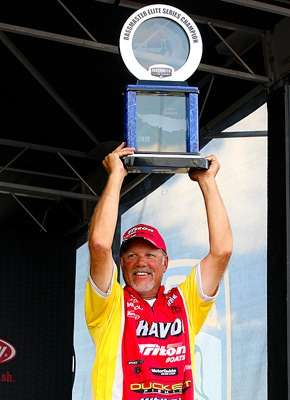 <p>
	Boyd raises the trophy for the Ramada Championship. He also gets a check for $100,000 and an automatic invite to the 2013 Bassmaster Classic. </p>
